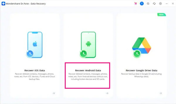 initiate the Dr.Fone Android Data Recovery