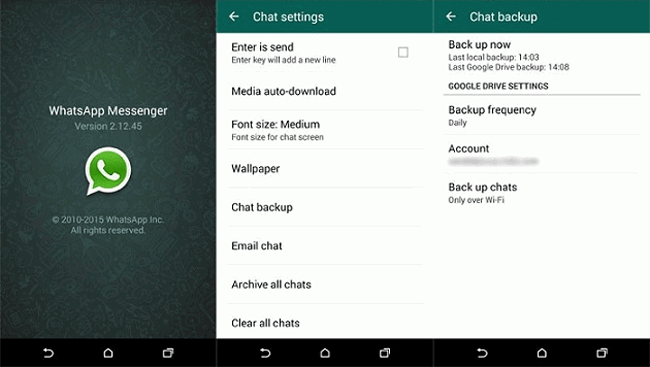 backup android whatsapp to google drive