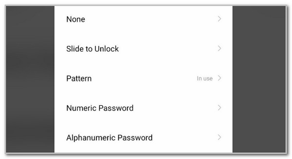 select passcode type