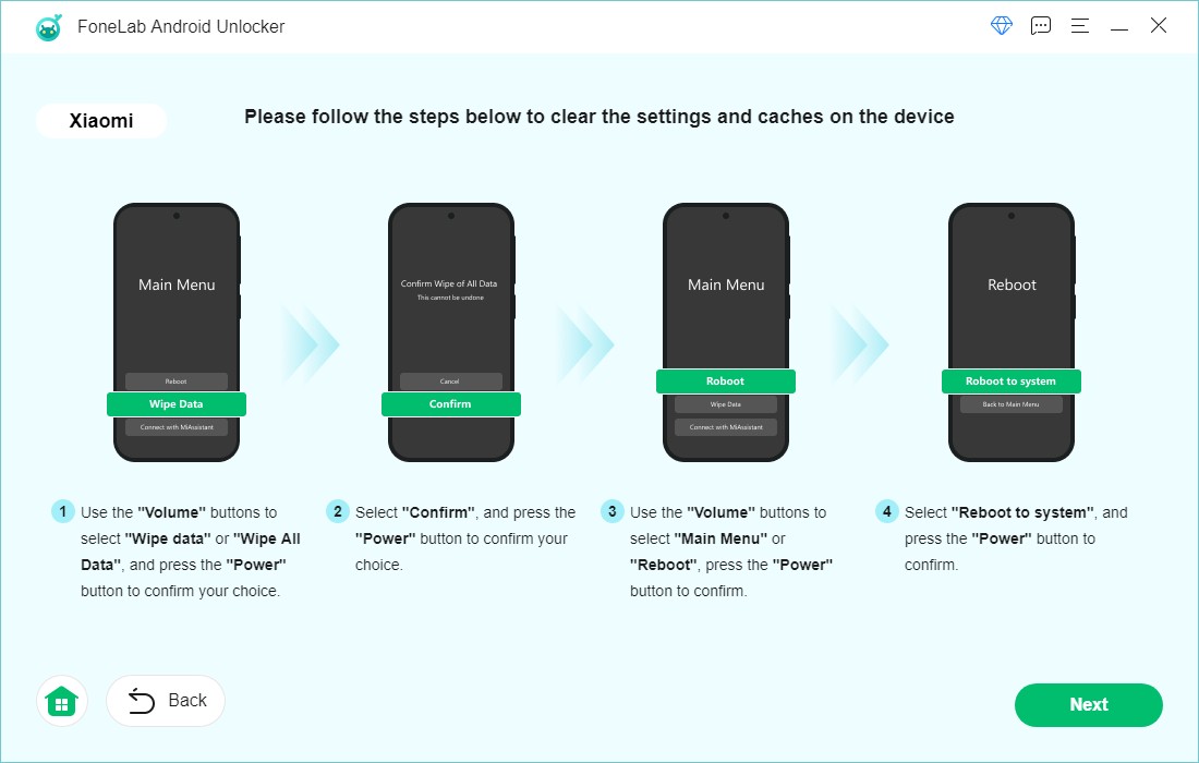 clear settings and caches on the devices