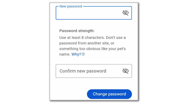 tap change password button