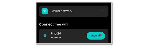 tap saved network option