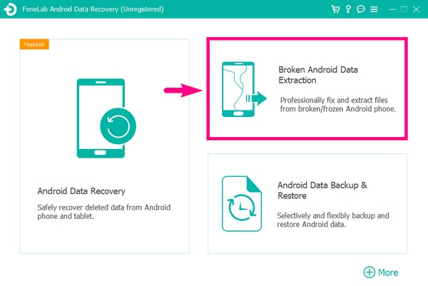 单击损坏的 Android 数据提取功能