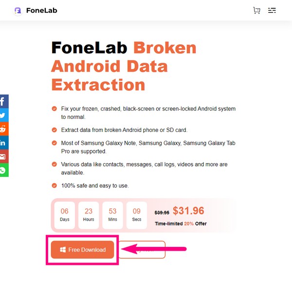 访问 FoneLab Broken Android 数据提取网站