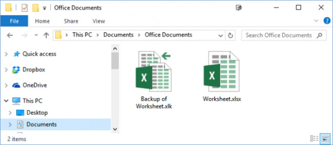 excel backup file