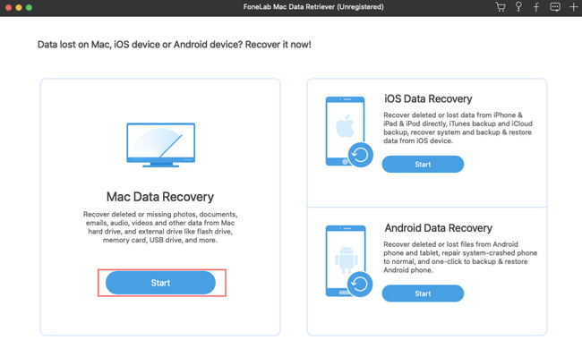 tick the Start button under the Mac Data Recovery