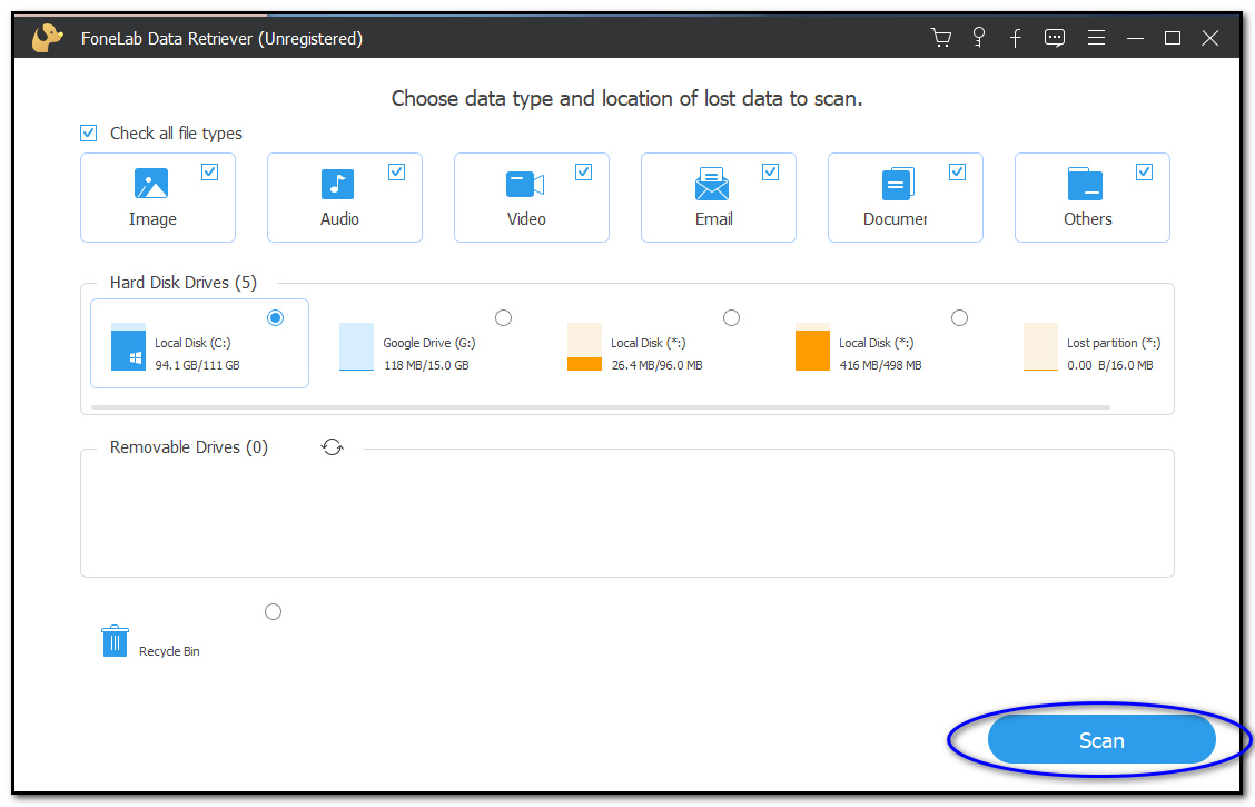 choose the hard drive under the Removable Drives