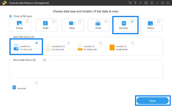 main interface of the FoneLab Data Retriever