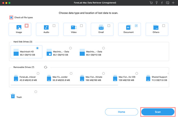 choose the data type you want to recover