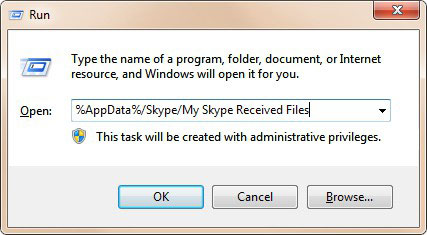 where to find skype received files folder