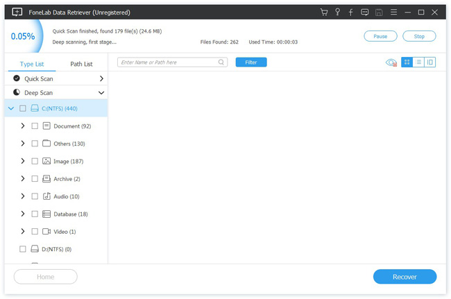 fonelab data retriver scan