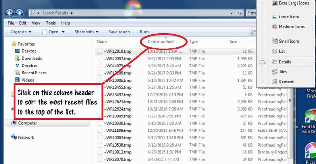 win7 find files by date