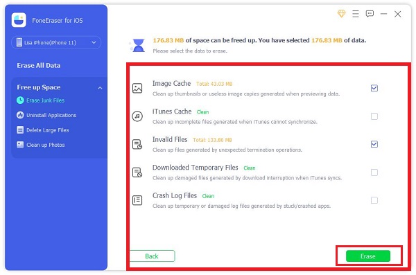 erase junk files and erase