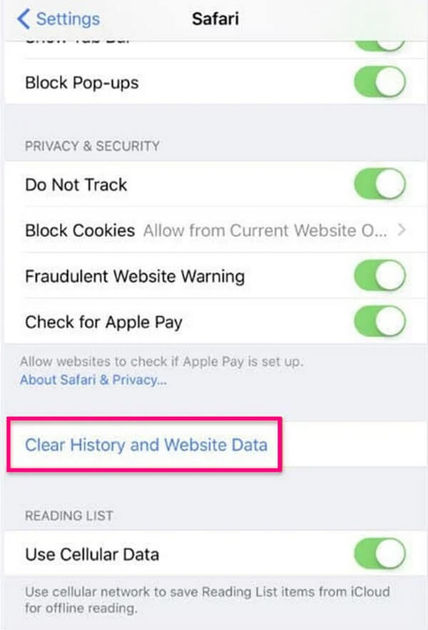 ios clear safari documents and data