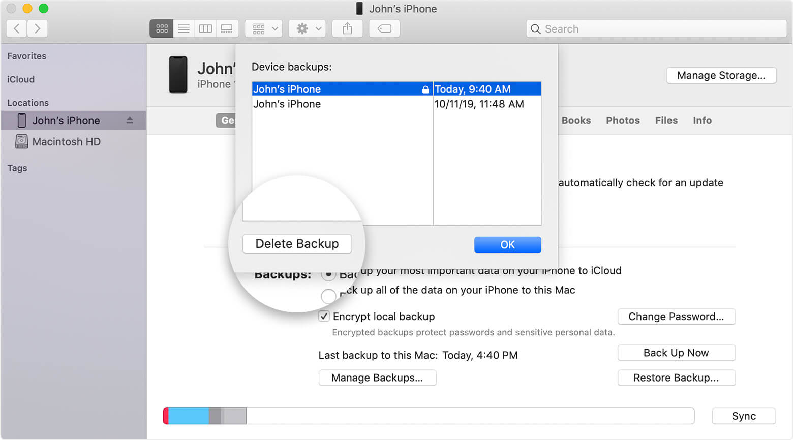 delete icloud backup on mac