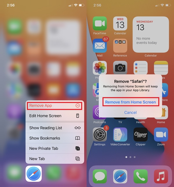 Remove Safari App from iPhone Home Screen Directly