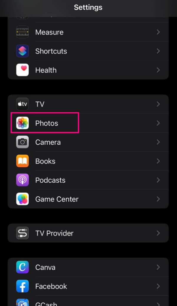 access photos on settings