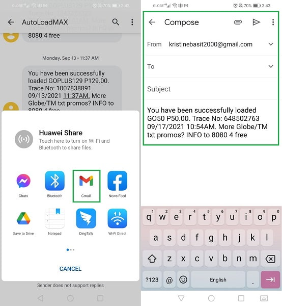 通过 Gmail 将 SMS 从 Android 传输到 iPhone