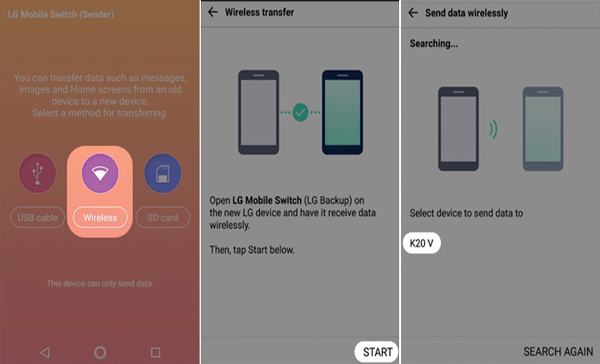 transfer data through LG mobile switch