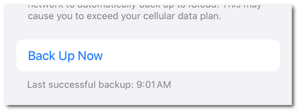 backup now on iphone