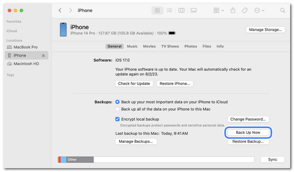 backup iphone with finder