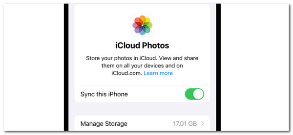 toggle off photos sync slider