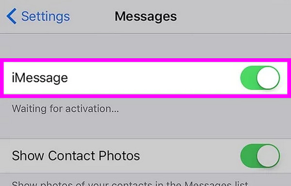 turn on imessage