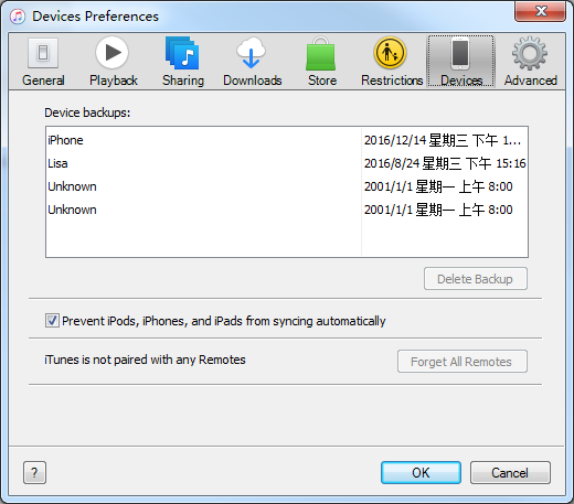 device preferences