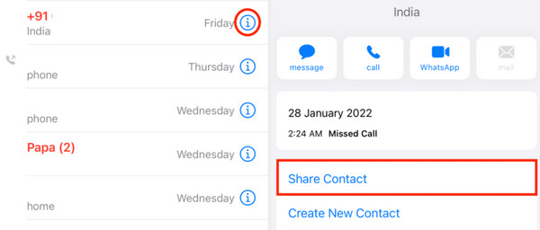 share the contact