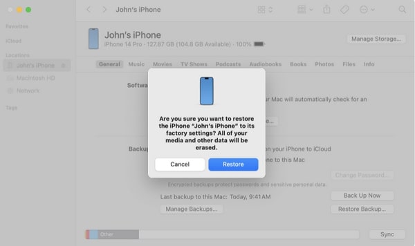 restore iphone from itunes or finder