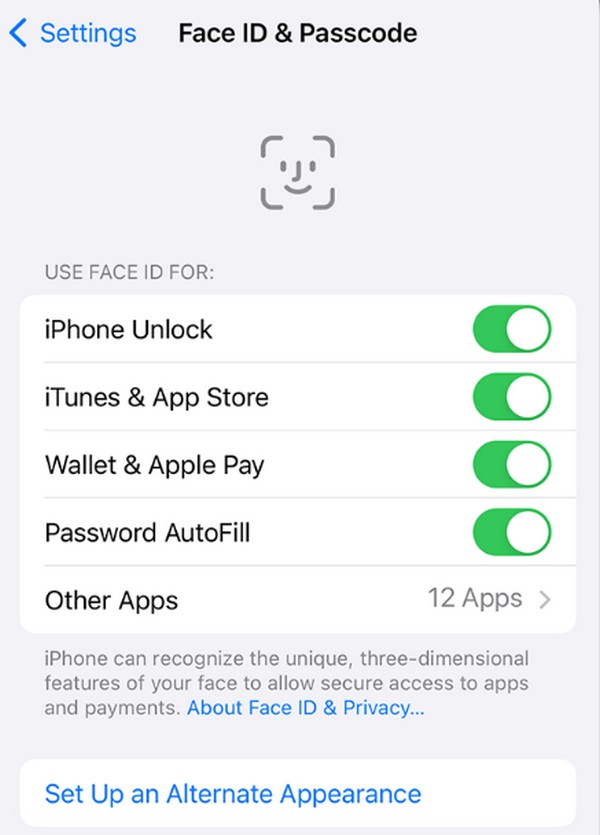 lock messages via face id or touch id