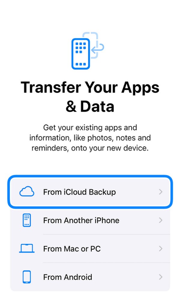 choose restore from icloud backup