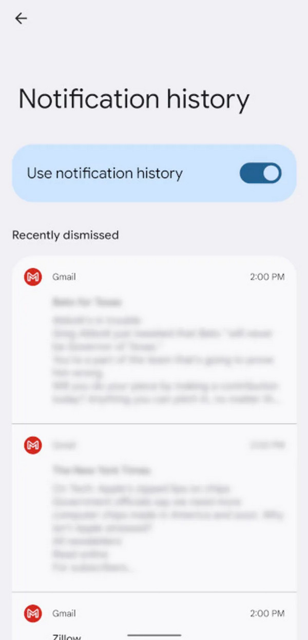 see ins messages via notification history