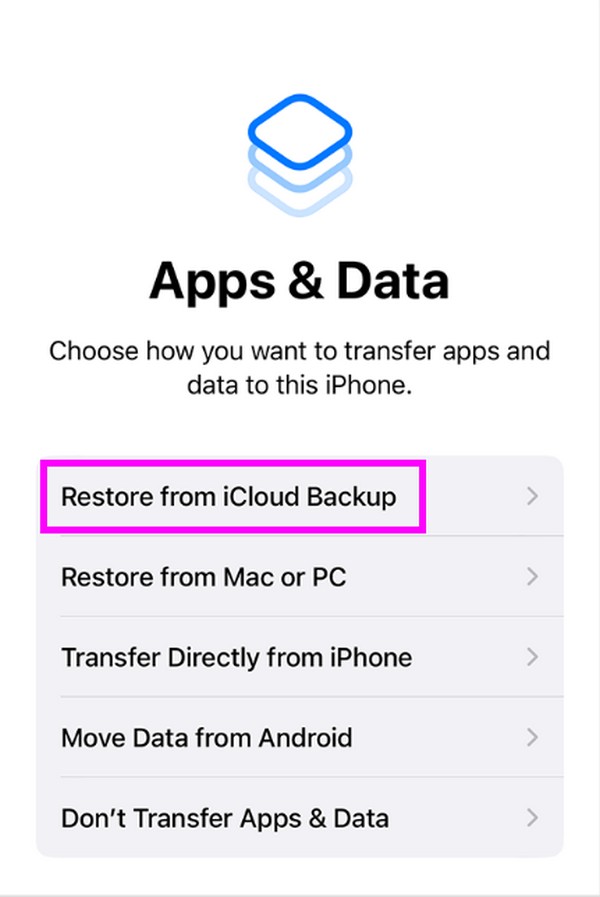 click restore from icloud backup