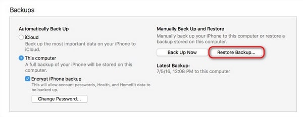 restore backup with itunes or finder