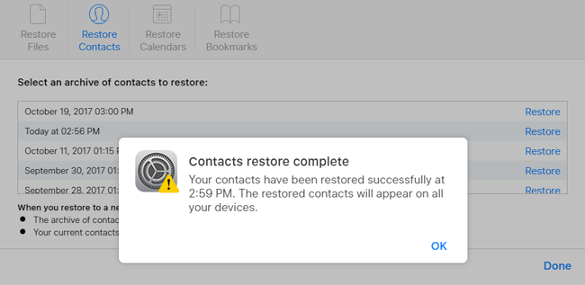 icloud contact done