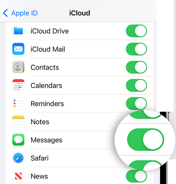 turn on icloud messages