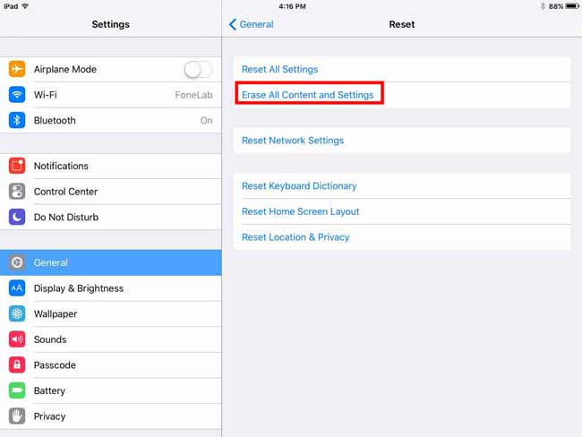 Recover iPad settings