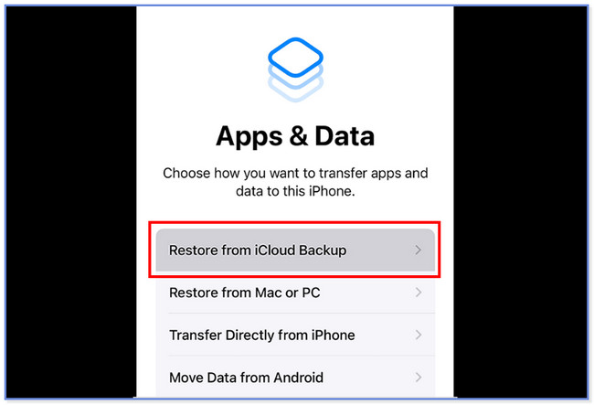 tap restore form icloud backup