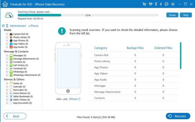 fonelab scan data in icloud