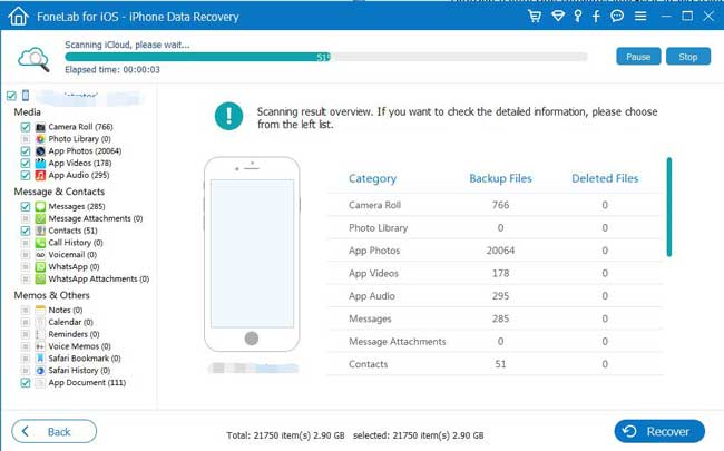 scan icloud with fonelab