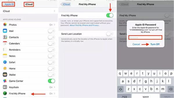 disable find my iphone