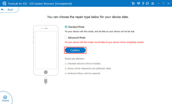 Select Standard Mode or Advanced Mode