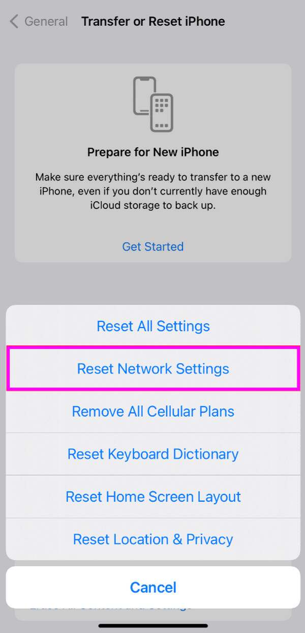 reset network settings on iphone