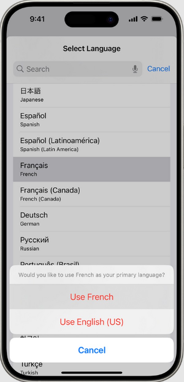 change language on language and region