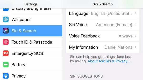 change language via siri and search