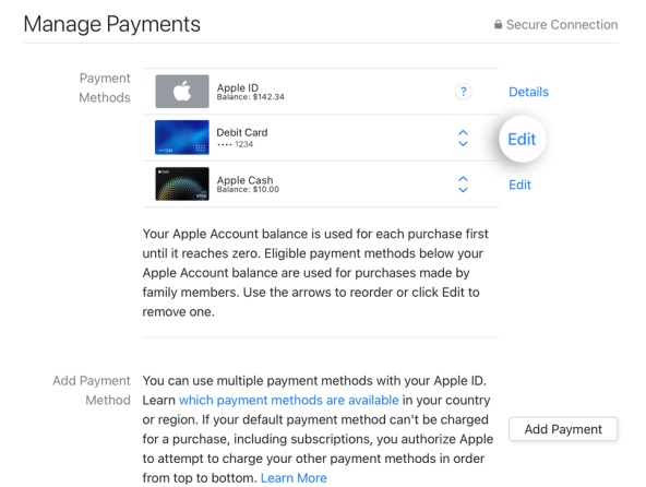 add payment method on mac