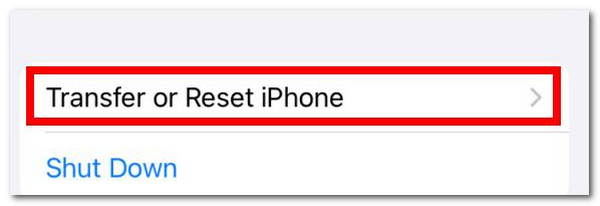 tap transfer or reset iphone button