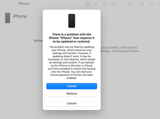 restore iphone with finder
