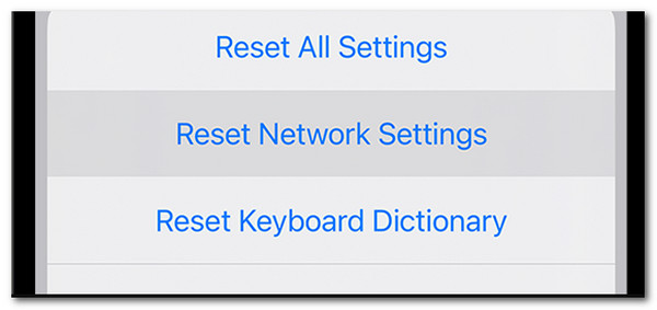 reset iphone network settings